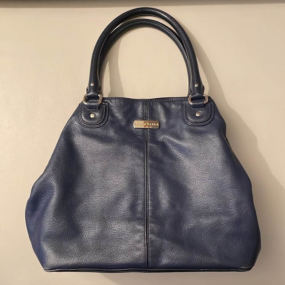 Cole Haan Large Tote Navy Pebble Leather